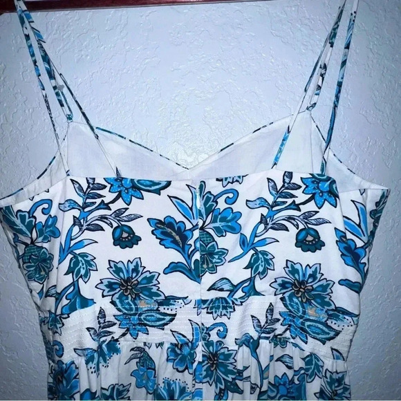Ann Taylor Spaghetti Strap Dress, White & Turquoise, Size 12 - Picture 5 of 10